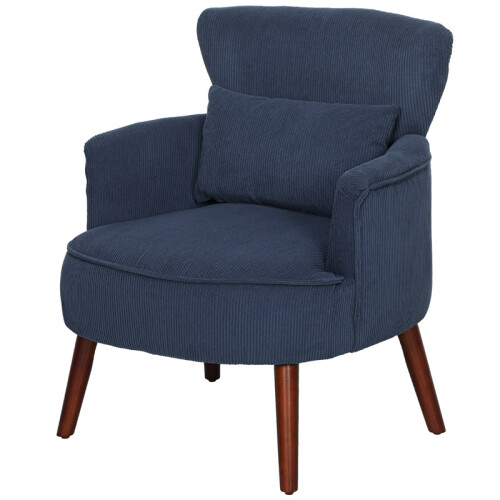 Corduroy Retro Accent Chair - Blue 1