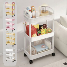 3-Tier Rolling Storage Cart Plastic 3-Shelf Trolley