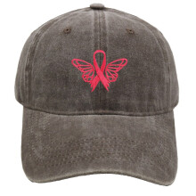 Pink Ribbon Denim Baseball Cap Women Adjustable Cotton