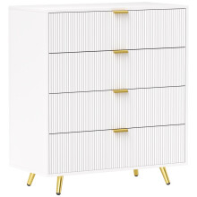 Elegant Four-Drawer Bedside Table - White