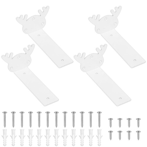 Shelf Brackets Floating Hidden Heavy Duty Steel Support 15cm White 4 Pack Set