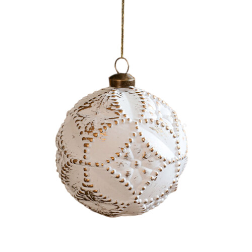 Christmas Tree Ornaments White and Gold Vintage Plastic 1
