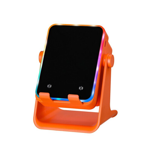 Wireless Sensor Speaker Desk Universal Mobile Phone Stand RGB Colorful Light Adjustable Holder Orange