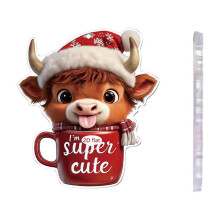2D Acrylic Coffee Cup Christmas Ornament Animal Design