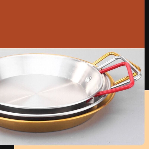 Stainless Steel Paella Pan Flat Bottom with Two Handles 1