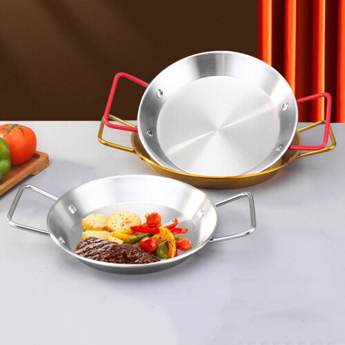 Stainless Steel Paella Pan Flat Bottom with Two Handles 2