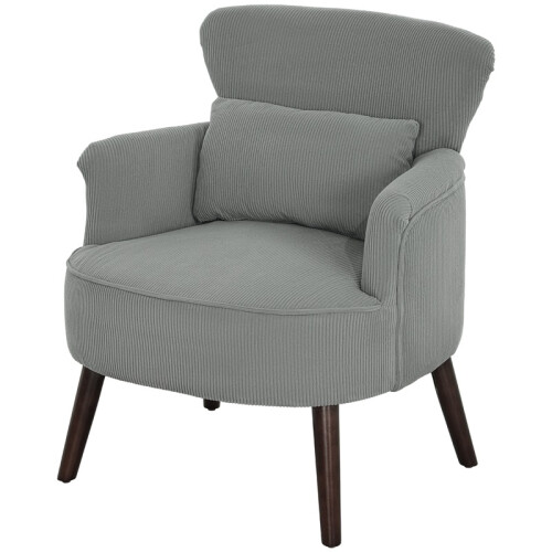 Corduroy Retro Accent Chair - Light Grey 1