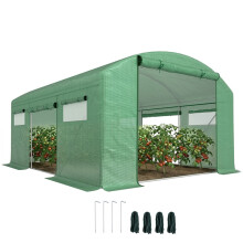13 x 9.8ft Walk-In Polytunnel Greenhouse - Green