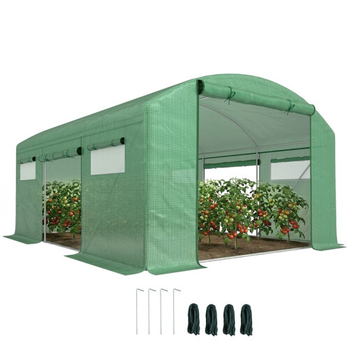 13 x 9.8ft Walk-In Polytunnel Greenhouse - Green