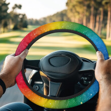 Golf Cart Steering Wheel Cover Rainbow Pattern Fits Most