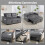 2 Seater Click Clack Sofa Bed with Pull Out Design, Corduroy Upholstery - Charcoal Grey 6