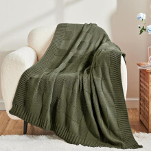 Acrylic Knitted Blanket Green Boho 63x51.18 in 1 Pc