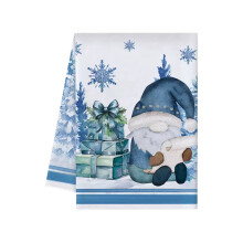 Winter Wonderland Dish Towels Blue Snowman Forest 24x16 Inch