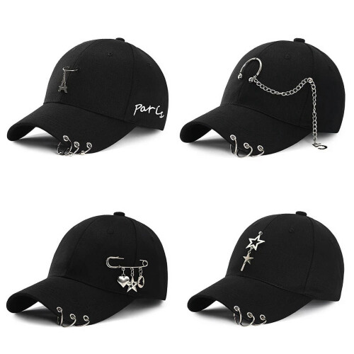 Unisex Baseball Cap Metallic Ring Chain Summer 1