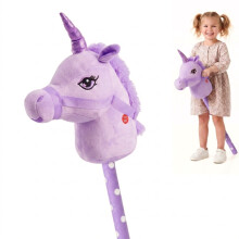 The Magic Toy Shop Purple Unicorn Hobby Horse on a Stick with Galloping Sounds Plush Toy for Kids
