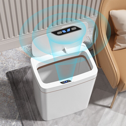 Automatic Sensor Trash Can 15L White Waterproof Odor-Control