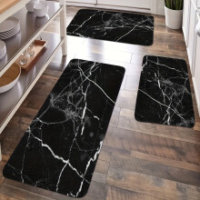 Kitchen Mats Black Marble Non-Slip 3-Pack