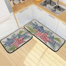 Kitchen Rug Set Non-Slip 2-Piece 47x19+27x19 in Red Blue