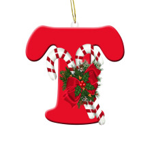 Red A-Z Letter Ornaments with Lollipop Design 26 Pieces