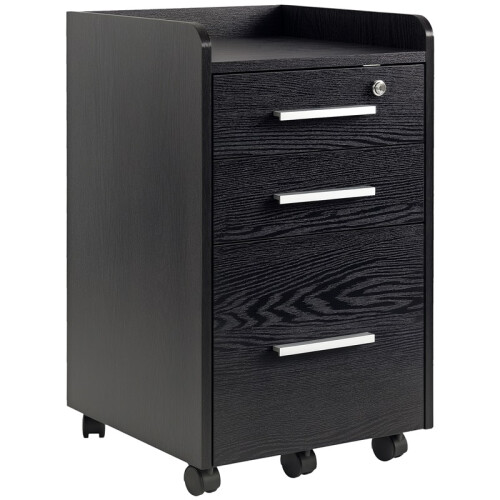 Three-Drawer Lockable Filing Cabinet - Black