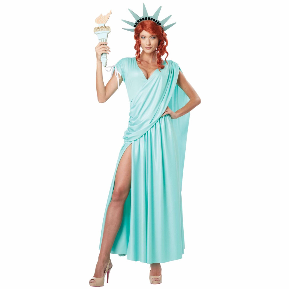 Photos - Fancy Dress California , Green) Lady Liberty Statue USA American Independence Day 4th July Womens Costume (Small (6-8)