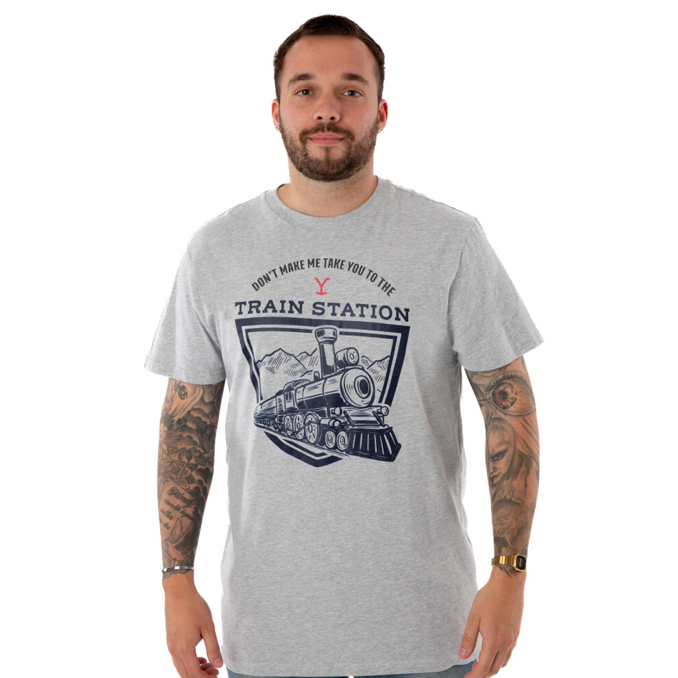 B&Q - Yellowstone Mens Grey Train Station Short Sleeved T-Shirt (Xxx-Large) - Image 2