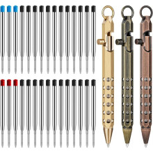 3Pack Bolt Action Pen Set, Hexagonal Solid Brass Pocket Pen with 30 Ballpoint Refills A