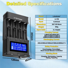 Battery Charger Lii-700 LCD for 3.7V 1.2V 26650 21700 26700 AA AAA Test Capacity Measures Battery Internal Resistance US