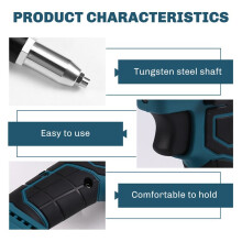 Cordless Electric Rivet Gun 2.4-4.8mm Rechargeable Blind Riveter Nut Gun with LED for 18V Battery Not Include