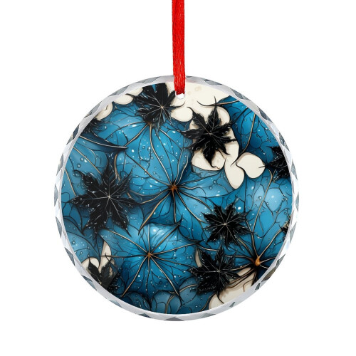 Blue Crystal Glass Ornament Spider Web Pumpkin Maple Leaves