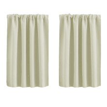 Rod Pocket Tier Curtains Beige Blackout 2-Piece 29.92x36.22
