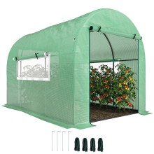 300 x 200cm Walk-In Polytunnel Greenhouse - Green