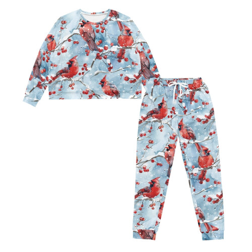 Northern Cardinal Women's Pajama Set Long Sleeve Soft