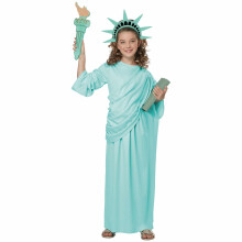 (X-Large (12-14), Green) Statue of Liberty American 4th July USA Historical Book Week Girls Costume