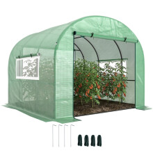 300 x 300cm Walk-In Polytunnel Greenhouse - Green