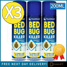 3 x BED BUG KILLER SPRAY INSECT CARPET MATTRESS TREATMENT ELIMINATE BUGS 200ML