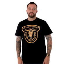 (Large) Yellowstone Short Sleeved T-Shirt (Mens Black)