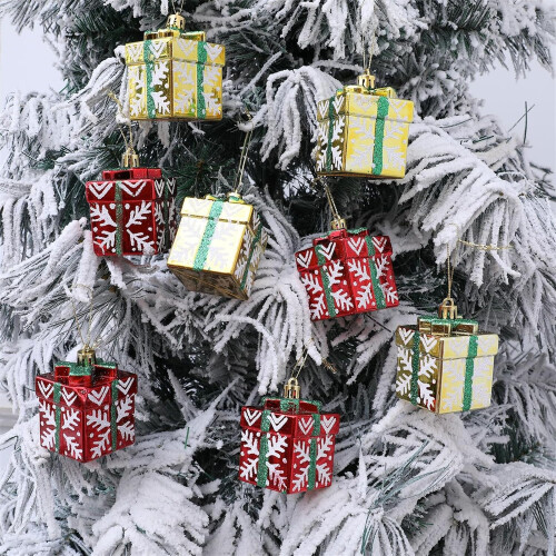 Red and Gold Snowflake Christmas Ornaments 8 pcs