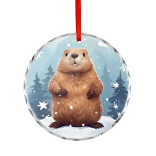Cartoon Marmot Crystal Glass Christmas Ornament 1pc