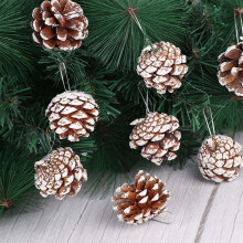 Natural Pine Cones with White Edges Christmas Ornaments Set