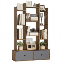 12 Shelf Storage Unit, with Drawers - Brown