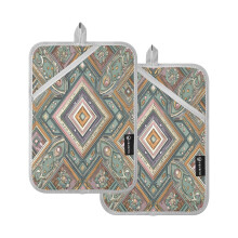 Pot Holders Heat Resistant 2 Pack Brown Batik Pattern