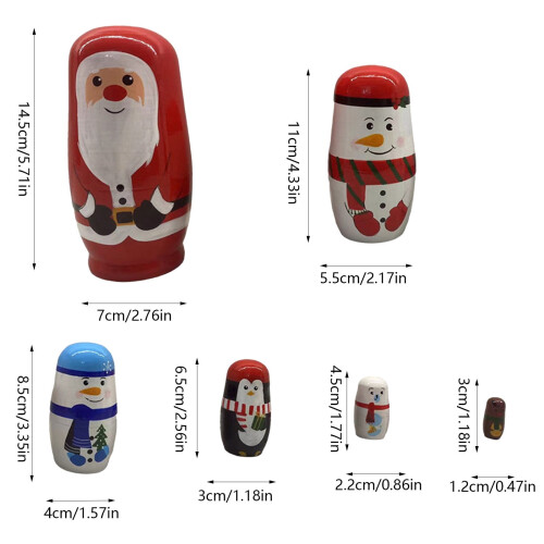 Christmas Nesting Dolls Handmade Wooden Santa 5-Piece 2
