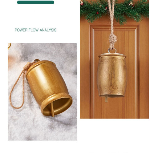 Metal Christmas Bell Rustic Brass Gold 4.8 Inch 1