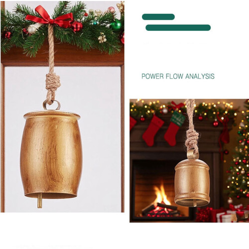 Metal Christmas Bell Rustic Brass Gold 4.8 Inch 2