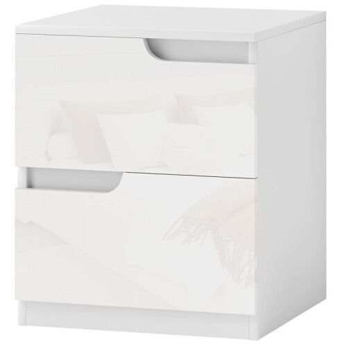 High Gloss Bedside Table - White 1