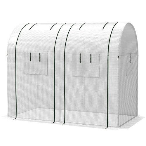 94 x 185cm Mini Two-Room Greenhouse - White 1