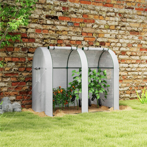 94 x 185cm Mini Two-Room Greenhouse - White 2