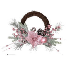 Pink Christmas Garland and Wreath with Ornaments
