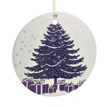 Purple Christmas Tree Ornament with Snowflake Print